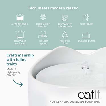 CA Pixi keramische drinkfontein Wit - Detail 3