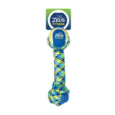 ZS K9 touw & TPR tennis halter Blauw/geel - Verpakkingsbeeld