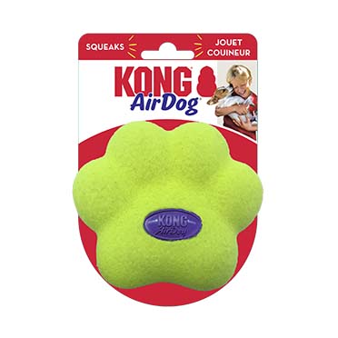 Kong airdog squeaker paw yellow/fuchsia - Verpakkingsbeeld