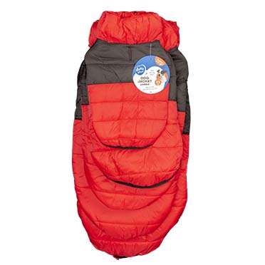 Concept duvoplus dog coat puffer red/black - Product shot