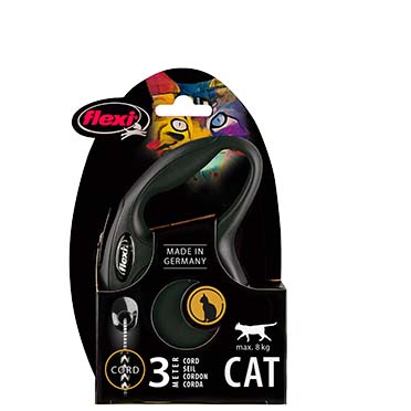 Flexi new classic cat cord black - Verpakkingsbeeld