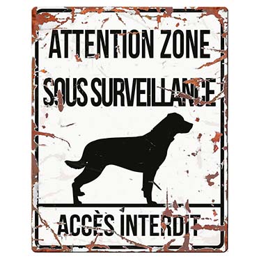 Warning sign square rottweiler f white - Product shot