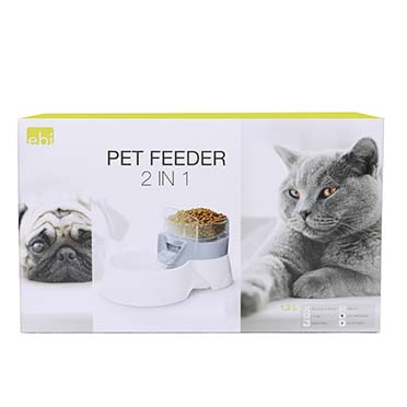 Pet feeder 2in1 blauw - Verpakkingsbeeld
