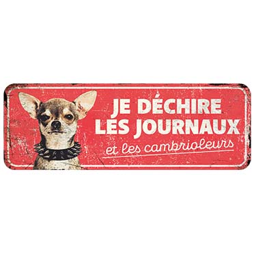 Panneau d'avertissement chihuahua fr rouge - Product shot