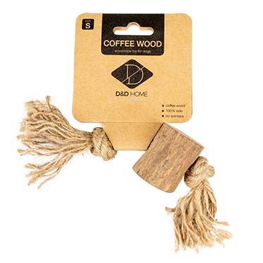 Koffiehout kauwstok & jute touw bruin - Verpakkingsbeeld