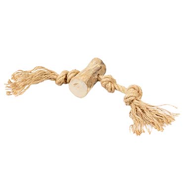 Coffee wood chewing stick & jute rope brown - <Product shot>