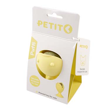 Petit puffi snack toy with catnip ball yellow - Verpakkingsbeeld