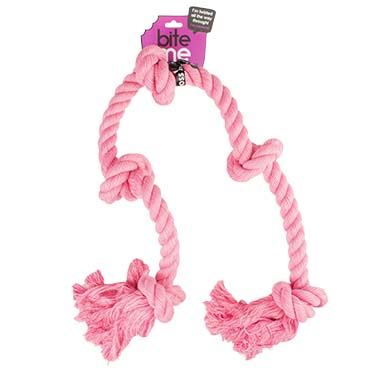 'floss' playing rope 5 knots pink - Facing