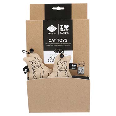 Sitting happy cat - cat toy with bell beige - Verpakkingsbeeld