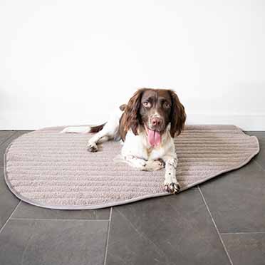 Pebble - plaid double face pour chiens taupe - Sceneshot