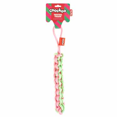 Jouet pour chien twisting tugger vert/rose - Verpakkingsbeeld