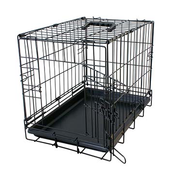 Dog crate 2 doors plastic tray black - <Product shot>
