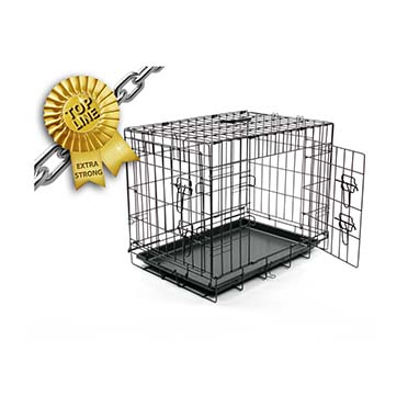 Topline dog crate 2 doors plastic tray black - <Product shot>
