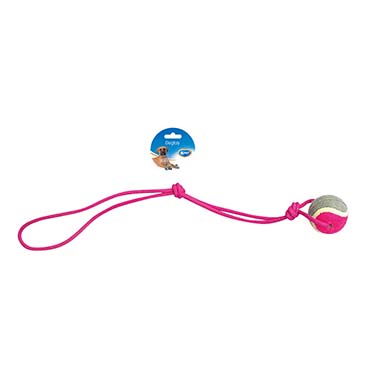 Knoop katoen pendel met 1 knoop & tennisbal grijs/roze - Product shot