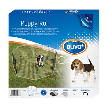 Puppy run with door & net & hooks black - Verpakkingsbeeld