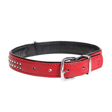 Crystal chic leatherette collar red - <Product shot>
