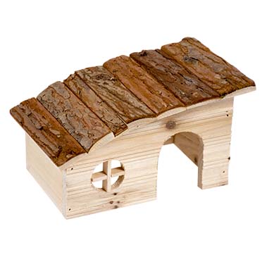 Small animal wooden lodge shed roof  20x13x12CM