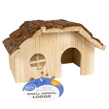 Lodge en bois avec toit en écorce rongeurs - Verpakkingsbeeld