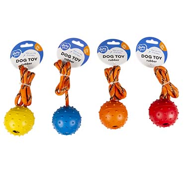 Rubber Dental Ball With Rope gemischte farben - Facing