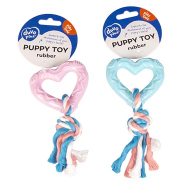 Puppy tpr heart with cotton rope - Facing