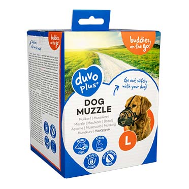 Dog muzzle rubber black/red - Verpakkingsbeeld