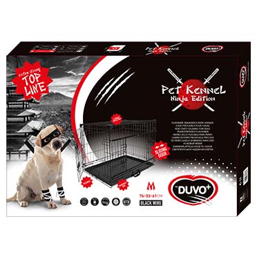 Pet kennel ninja edition with sliding door Black 76x53x61 cm