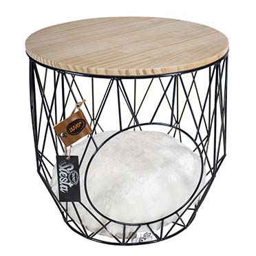 Caviar round metal basket with table top Black 33x33x39cm
