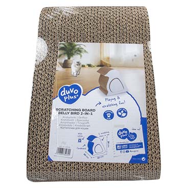 Scratching board belly bird 2-in1 with catnip white - Facing