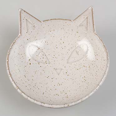 Feeding bowl stone kitty face white - Detail 2