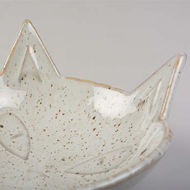 Feeding bowl stone kitty face light blue - Detail 1