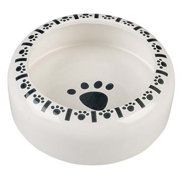 Feeding bowl stone bunny paw White/black L - 750ml - 16x16x6cm