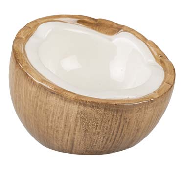 Feeding bowl stone coconut Brown/white 30ml - 10,5x9,8x7,5cm