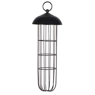 Garden birds food dispenser metal grid Black 10x10x27cm