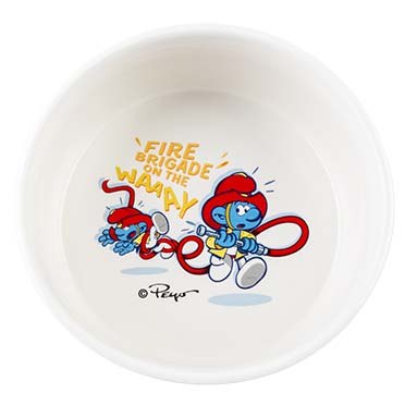 Fire brigade smurfs feeding bowl white/blue - Detail 1