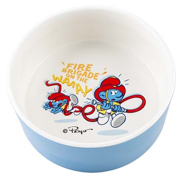 Fire brigade smurfs feeding bowl white/blue - Product shot