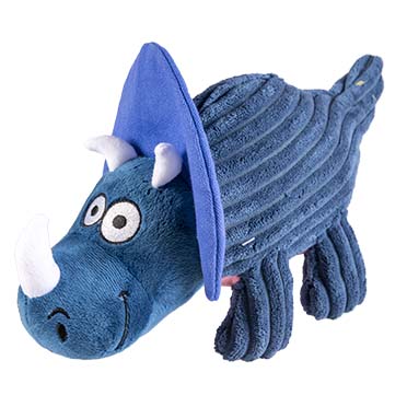 Plush dino triceratops corduroy blue - Product shot