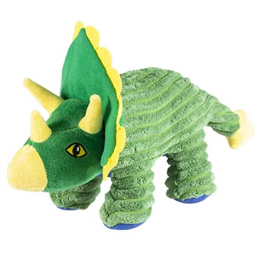 Pluche dino triceratops corduroy groen - Product shot