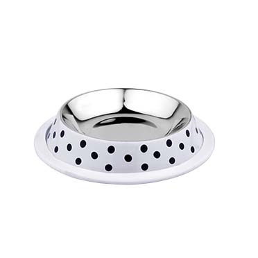 Feeding bowl deco fix dots white - <Product shot>