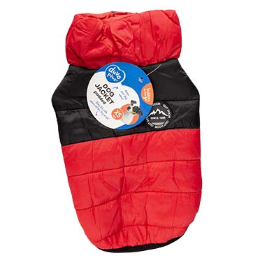 Dog jacket puffer red/black - Verpakkingsbeeld