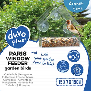 Garden birds window feeder paris transparent - Verpakkingsbeeld