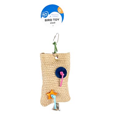 Sisal snack bag with paper, wood and bell multicolour - Verpakkingsbeeld