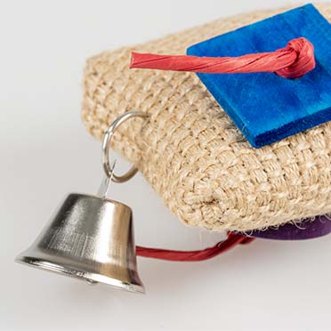 Sisal snack bag with paper, wood and bell multicolour - Detail 2