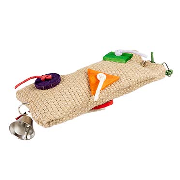 Sisal snack bag with paper, wood and bell multicolour - <Product shot>