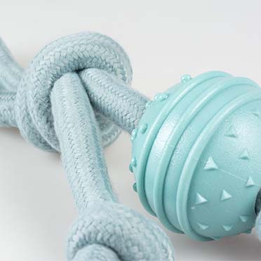 Rope loop with knot & rubber ball blue - Detail 2