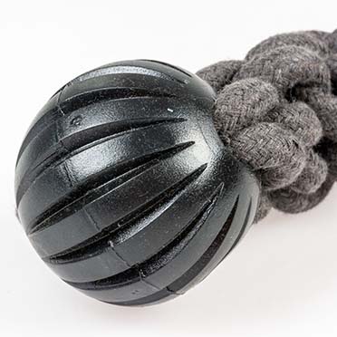 Eco touw stick & 2 rubber ballen zwart - Detail 1