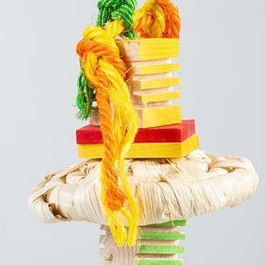 Groovy pendentif en bois & cordes de chanvre multicolore - Detail 1
