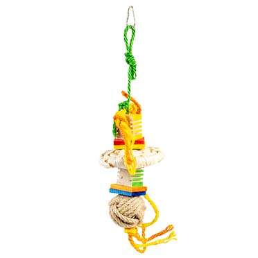 Groovy pendentif en bois & cordes de chanvre multicolore - Product shot