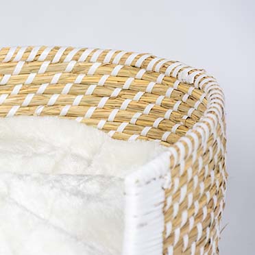 Boho wicker basket step-in & cushion beige/white - Detail 1