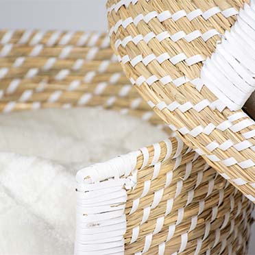 Boho wicker basket step-in & cushion beige/white - Detail 3