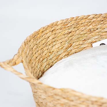 Laguna seagrass cat basket & cushion beige/white - Detail 1